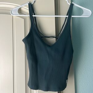 Vuori Ribbed Strappy Tank Top in Dark Teal